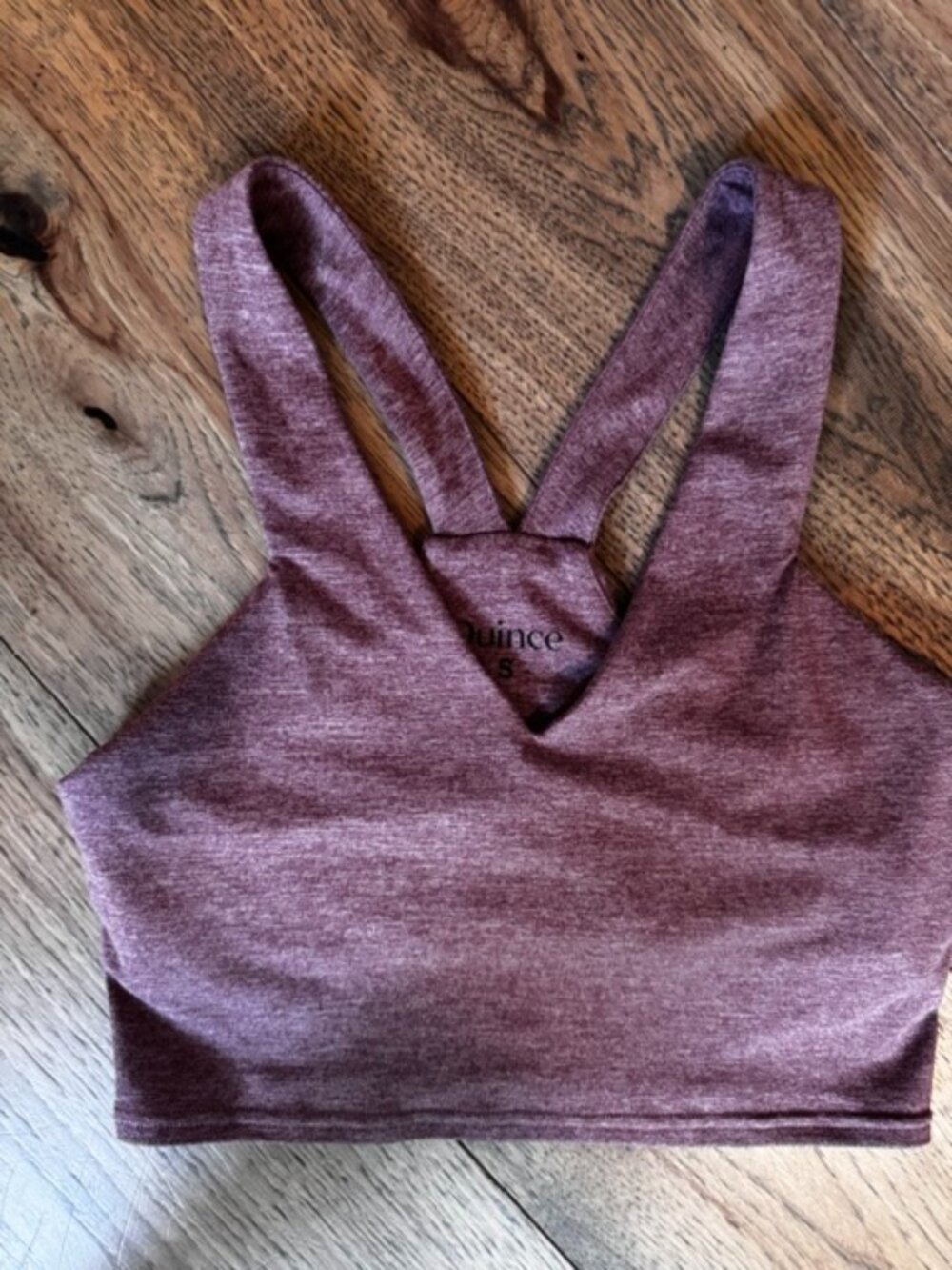 Quince Heathered Performance Sports Bra Mauve Size S